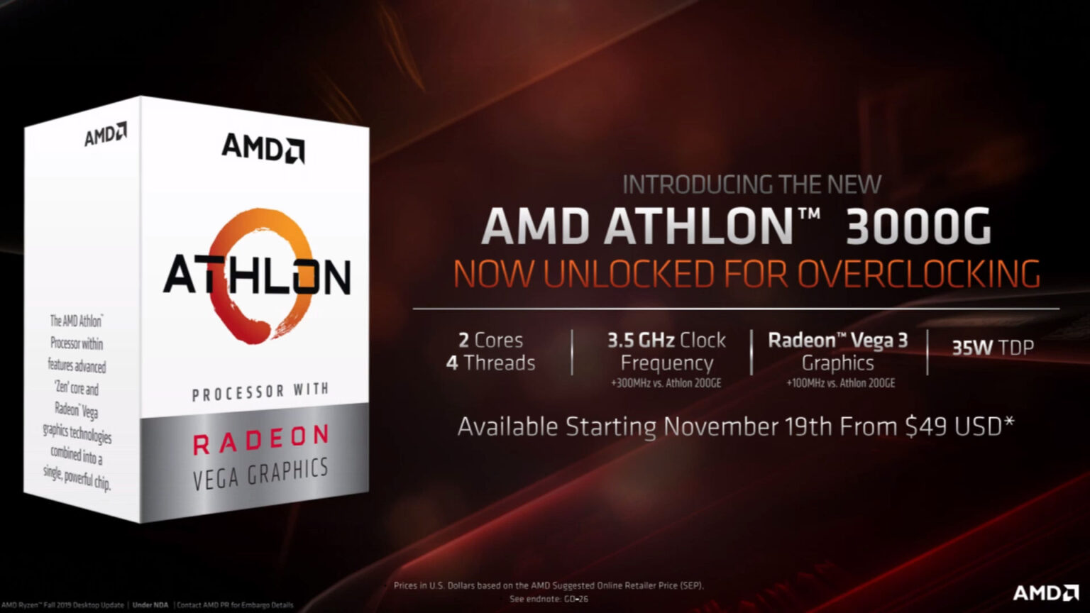 CPU AMD Athlon 3000G Box Chính Hãng (Vega 3, 2 Core, 4 Thread, Socket AM4) - Ảnh 3
