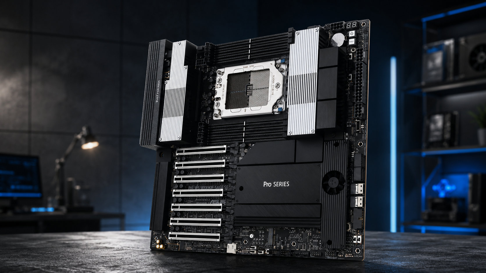 Mainboard Asus Pro WS WRX90E Sage SE Socket AMD sRT5 Support Threadripper Pro 9000 7000