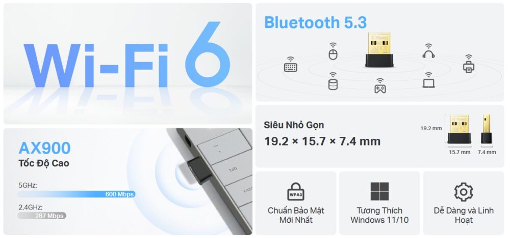 USB Wifi 6 TP Link Archer TX10UB Nano